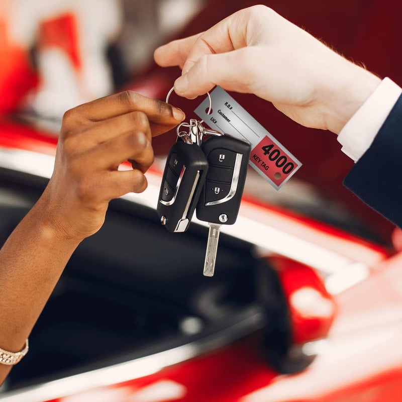 Versa-Tags 1000 Red Car Dealer Service Hang Tags Service Dispatch Numbers, Service Department Numbered Key Tags for Mechanic Repair Shop 3 Part Key Ring - Red (4000-4999) - Image 5